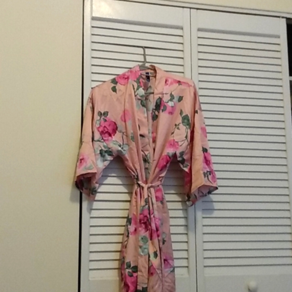 Pink floral bathrobe